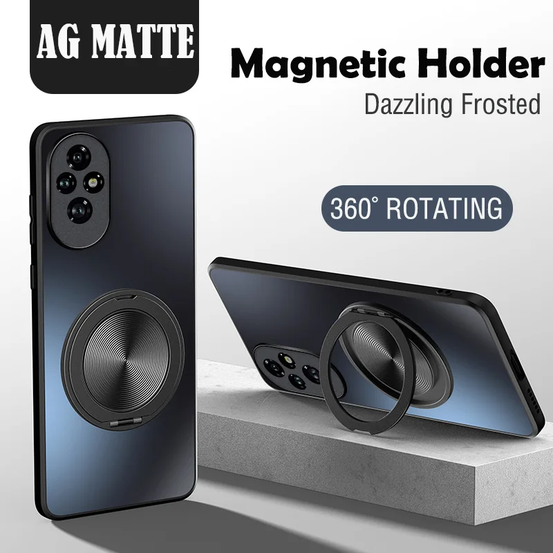 Enhanced Matte Magnetic Ring Stand Case with 360° Rotation for Magsafe - Protective Back Cover with Holder
