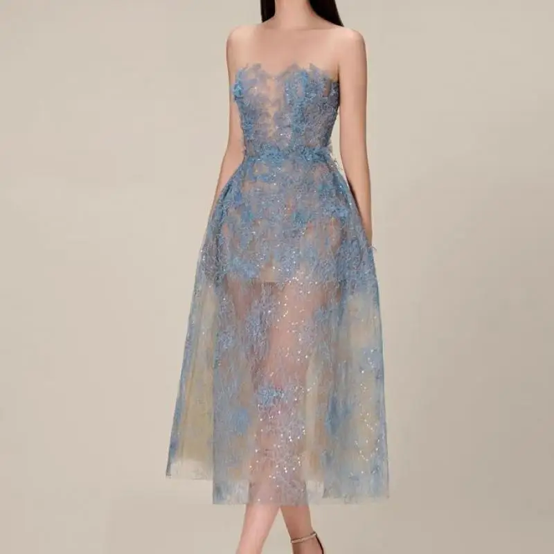 luxury-elegant-women-blue-lace-dress-designer-brand-3d-flower-sequin-perspective-strapless-sexy-dress-2024-spring-summer-new