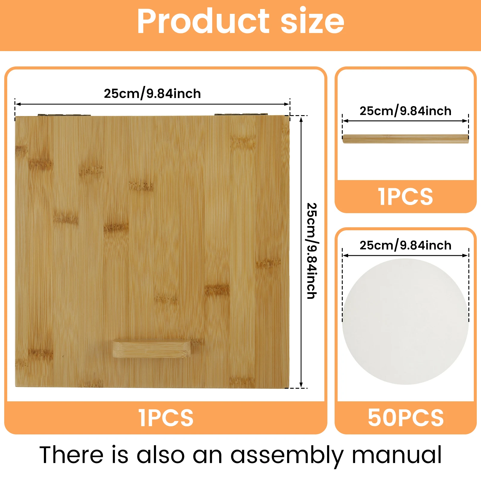 Bamboo Tortilla Presser 25Pcs 10 Inch