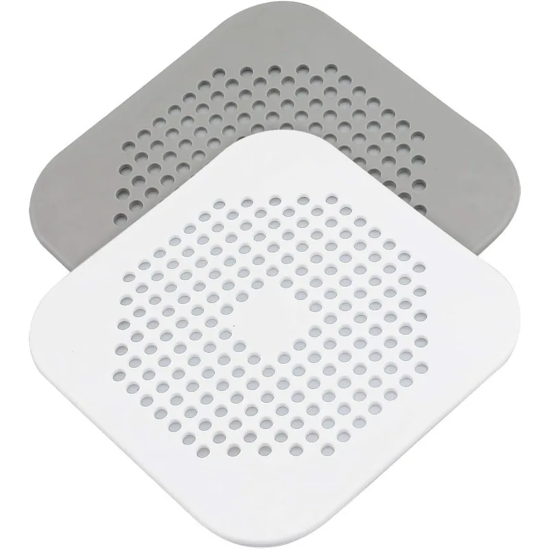 Drain Cover Shower Drain Hair Catcher Flat Silicone Plug Bathroom Kitchen Square Filter Shower Protection Sink Strainer