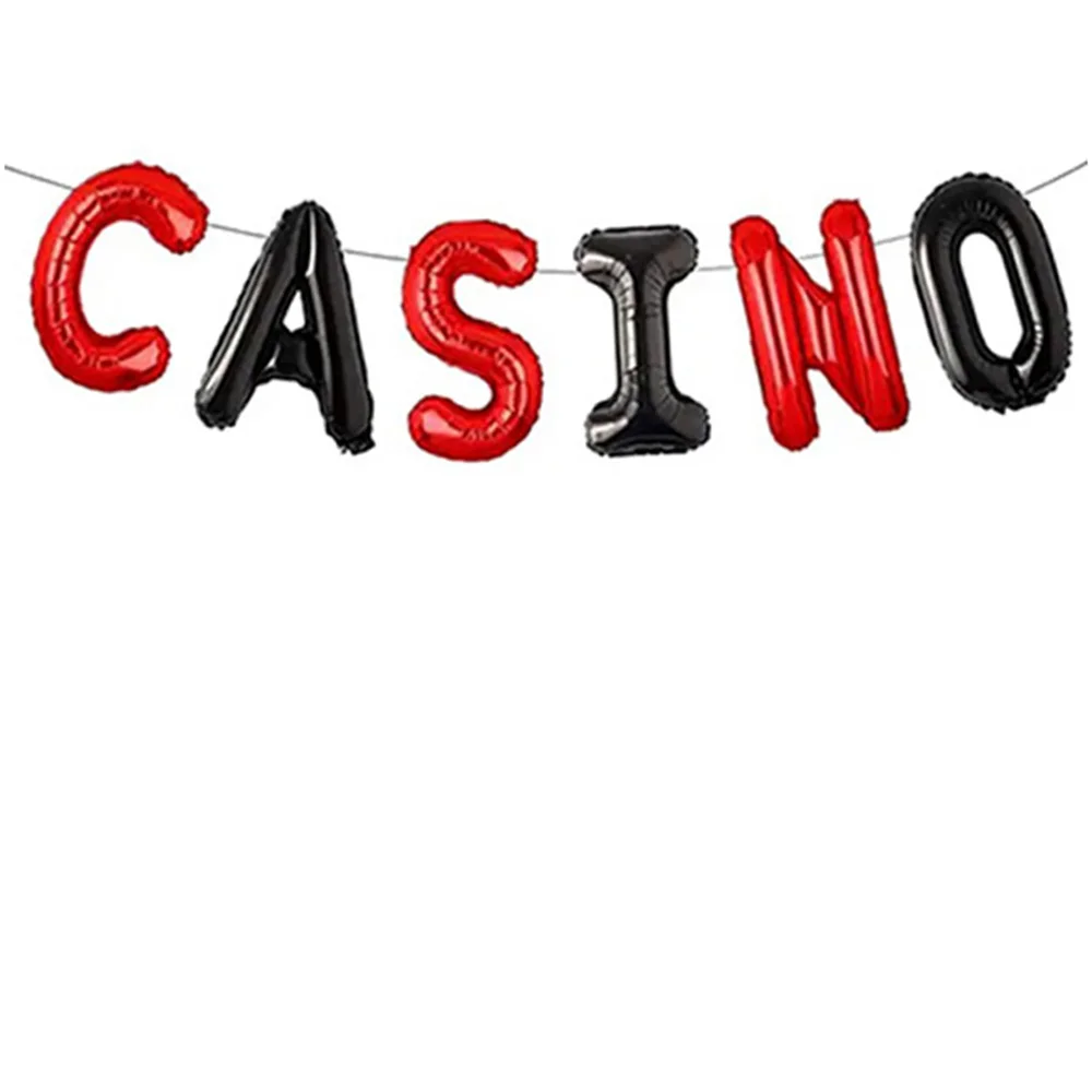 

Casino Night Party Decorations Birthday Letter Foil Balloons Casino Themed Party Decor Black Red Helium Ballon 16inch