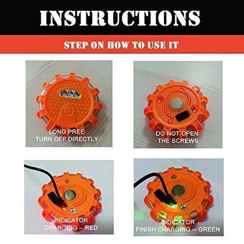 3 Pack Rechargeable LED Road Flares Emergency Lights Roadside Safety Beacon Disc Flashing Warning for Car Truck emergency light car strobe light