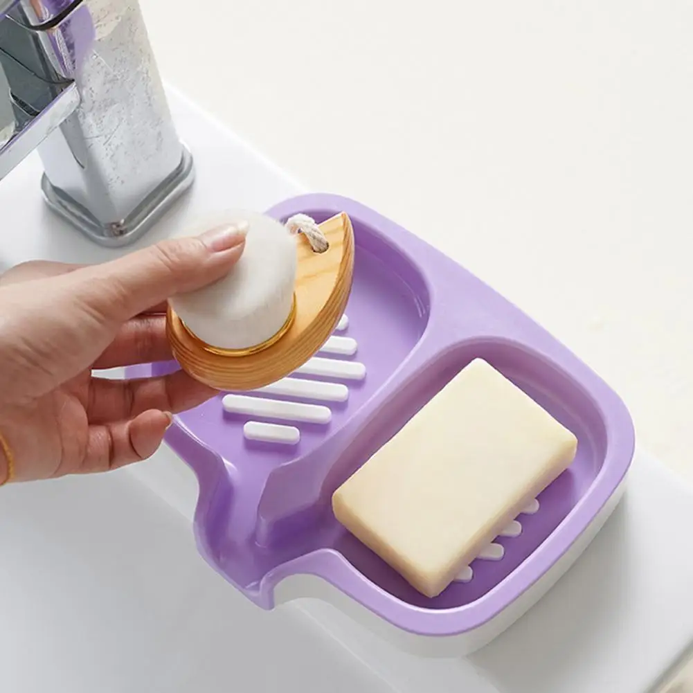 

Soap Dish with Drain Fast Drainage Dual Compartment Soap Dish for Bathroom Storage Organization Self Draining Soap Holder