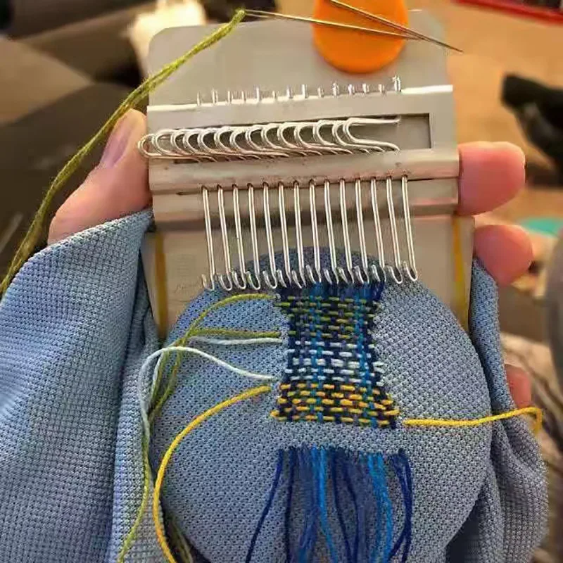 NUBECOM Mini Darning Loom Jeans Clothes Stitching Mending Machines Handcraft Textile Tools Darning Machine DIY Apparel Sewing