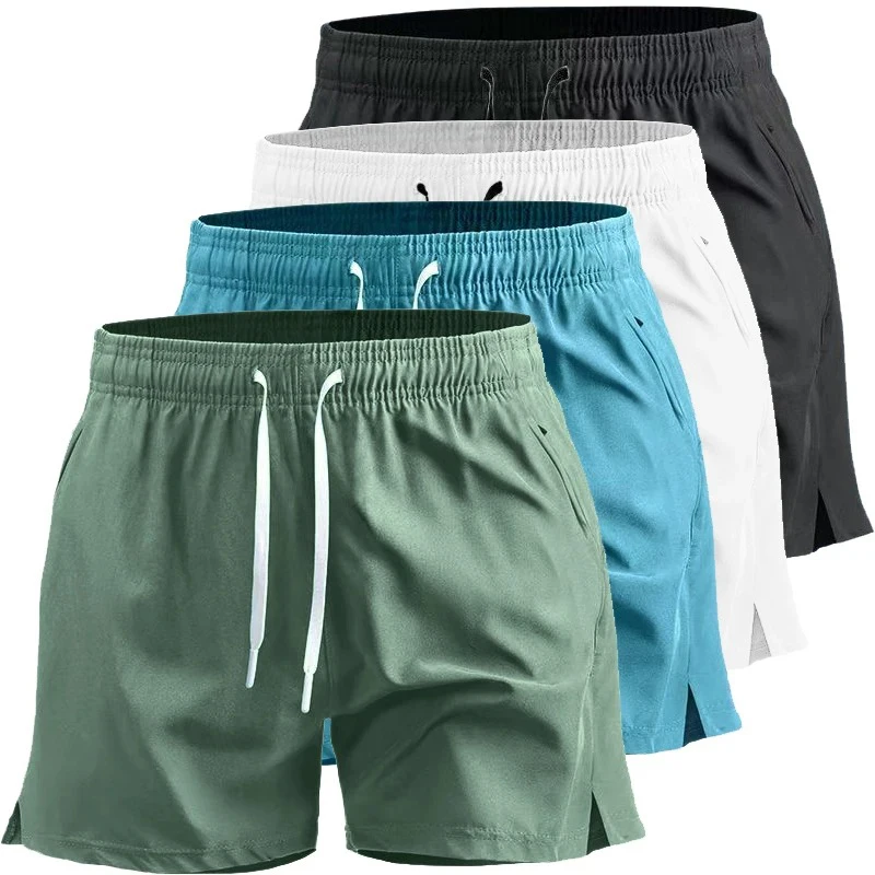Sommer Herren Sport Workout Shorts Schnell trocknende Sportshorts Leichte Laufshorts mit Taschen Gym Strandhose