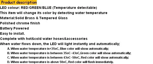 Description Picture 2 of itemNew Sink Tap Temperature Controlled Faucet,LED Crane Modern Water Tap Bathroom,Waterfall Free Shipping