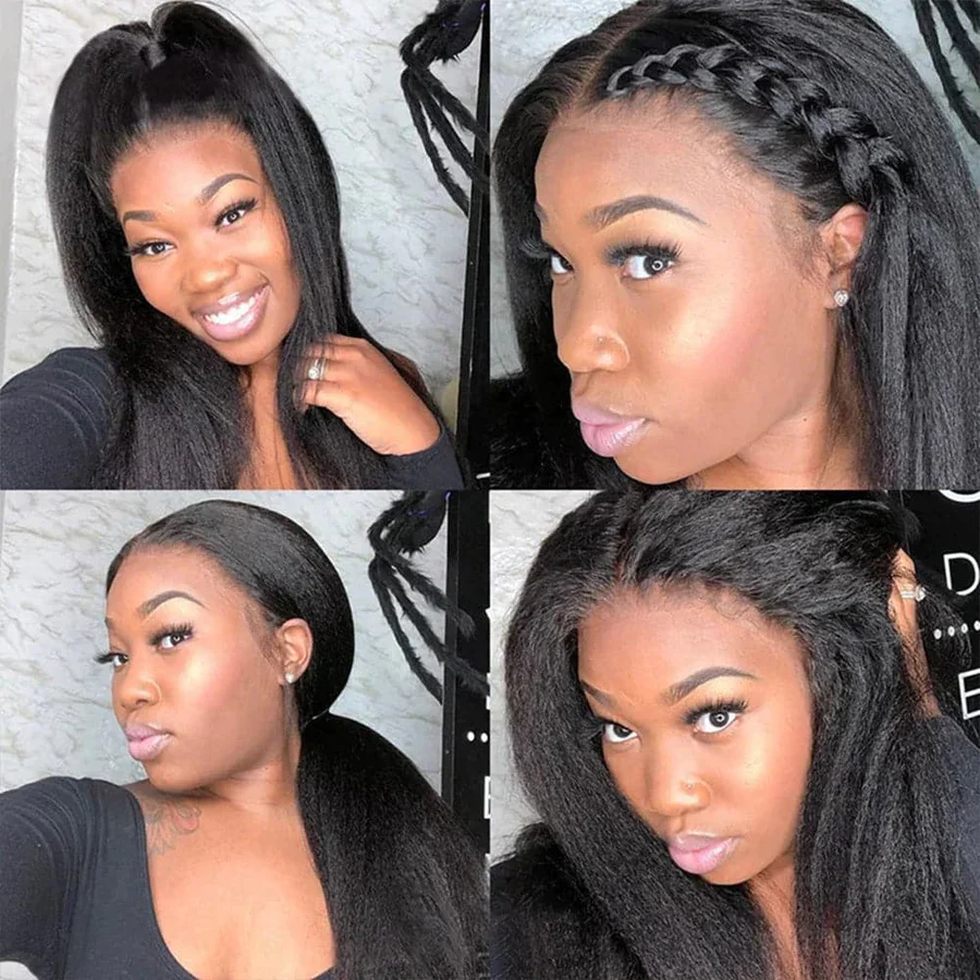 Kinky Straight Hair Bundles Human Hair Extensions for Woman Cheap Yaki Straight 1/3/4 Bundle Deals Natural Weave