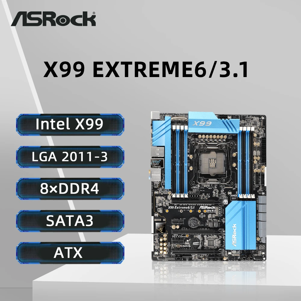 ASRock X99 Extreme6/3.1 마더보드 지원 i7-6800K 6900K E5-4669 2695 2690 2629 2683 2609 1680 CPU 8xDDR4 2400MHz M.2 ATX