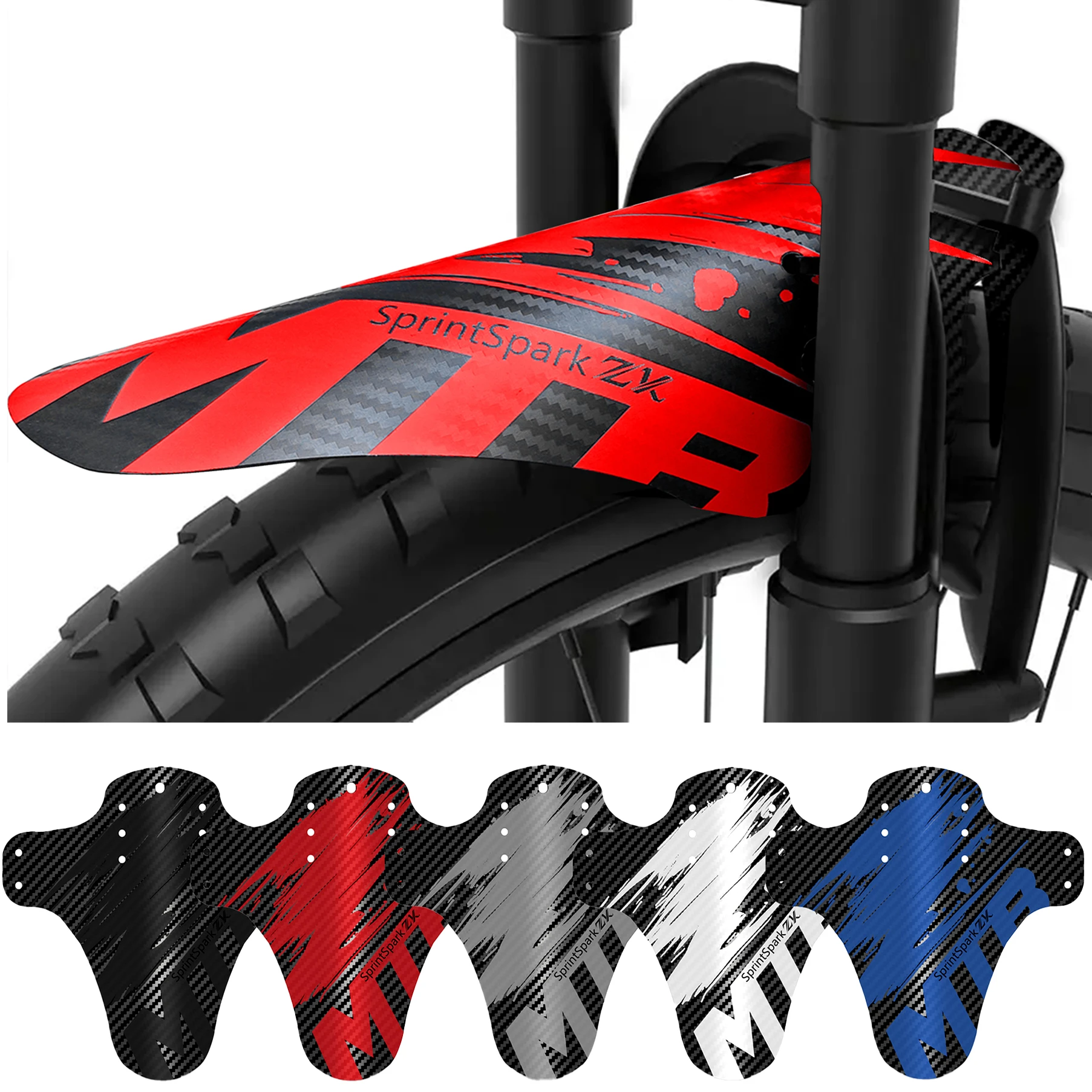 Upgraded Ultra-Light Carbon Pattern Bicycle Mudguards in Six Colors