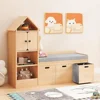 Kids Bookcase and Bookshelf with Reading Nook, Toy Storage Organizer for Kids, Oak Castle Wooden Bookcase with 3 Open Storage 1