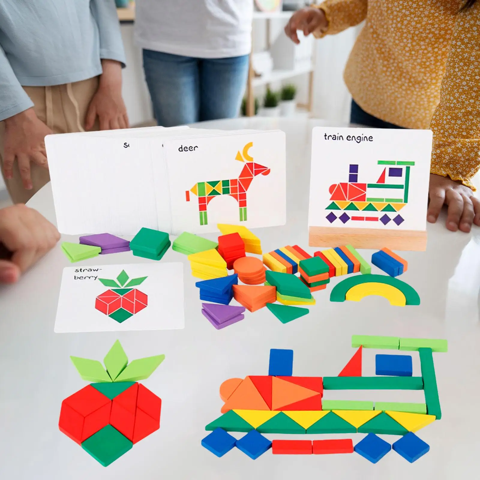 

Деревянная форма головоломка узорные блоки игрушки Монтессори Геометрическая игра танграмм для мальчиков девочек возрастом 3 + детей подарки на день рождения