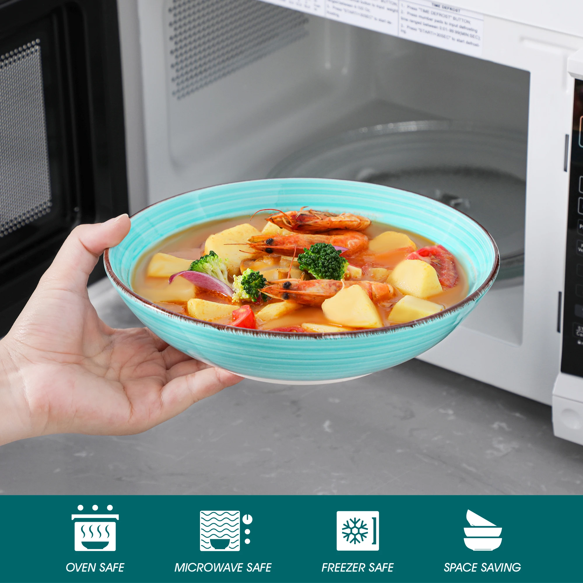 فانكاسو 12/18/24 قطعة مجموعة أواني الطعام السيرامي...