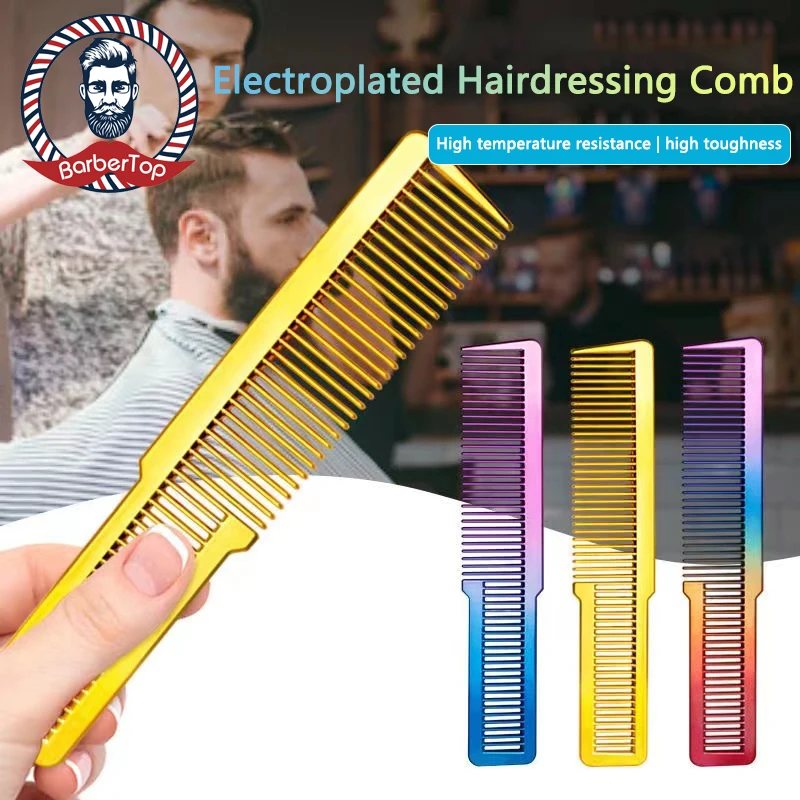 Salon Hair Comb Colour Plating Hair Combs Anti-Static Haircut Heat Resistant Fine Tooth Brush Home Barber Shop Styling Tools картридж с краской pentel colour brush красный