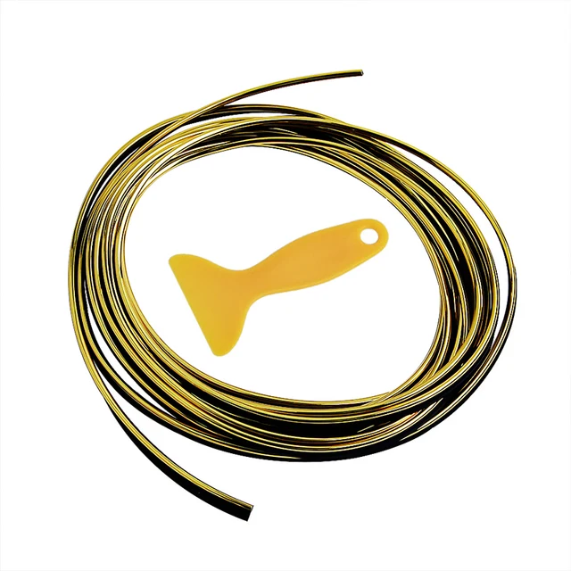 5M Car Dashboard Door Edge Insert Trim Styling Interior Decorative Moulding Universal Auto Accessories Insert Strip With Scraper Gold
