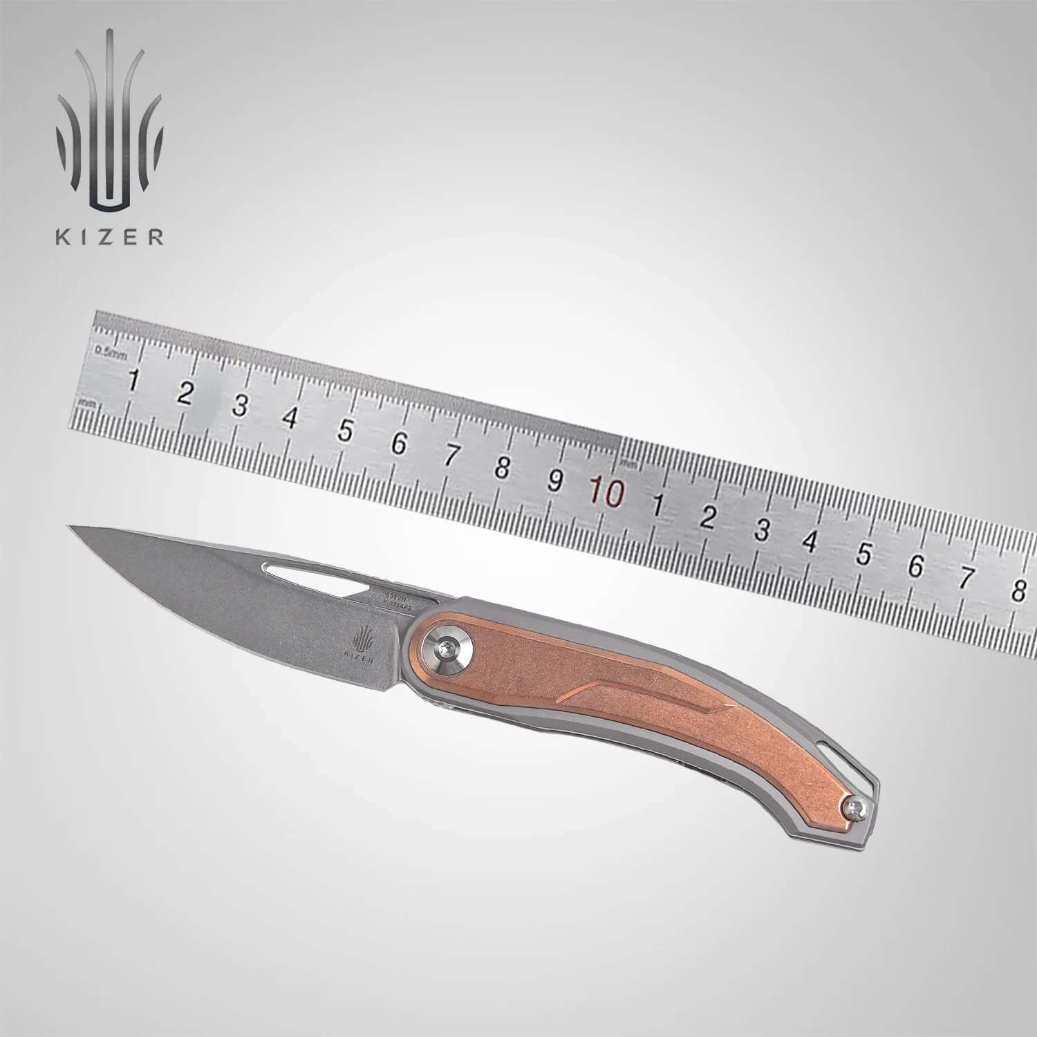 

Kizer Pocket Knife Ki3554A1/Ki3554A2 Apus S35VN Steel Blade Knife with Titanium+Copper/Carbon Fiber Handle Folding Knife