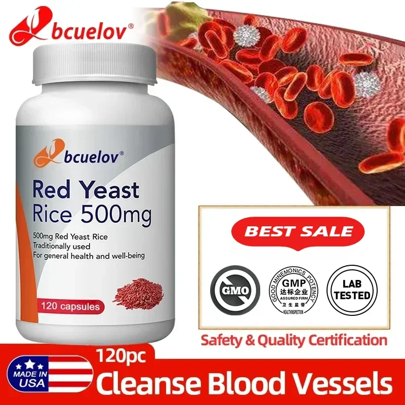 BCUELOV Red Yeast Rice Supplement-Regulate blood lipids, protect cardiovascular health, anti-oxidation, intestinal health