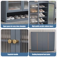 Shoe Storage Stand 8-Tier 3-Door Cabinet Freestanding Organizer Shoe Rack Dustproof Shelf 2