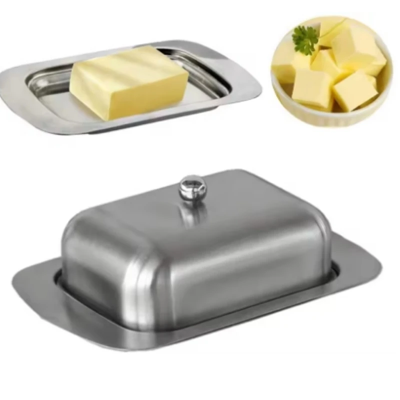 Butter Dish, Stainless Steel Butter Dish with Lid - Solid Cheese/Butter Container - Butter Cheese Kitchen Cooking Storage Box
