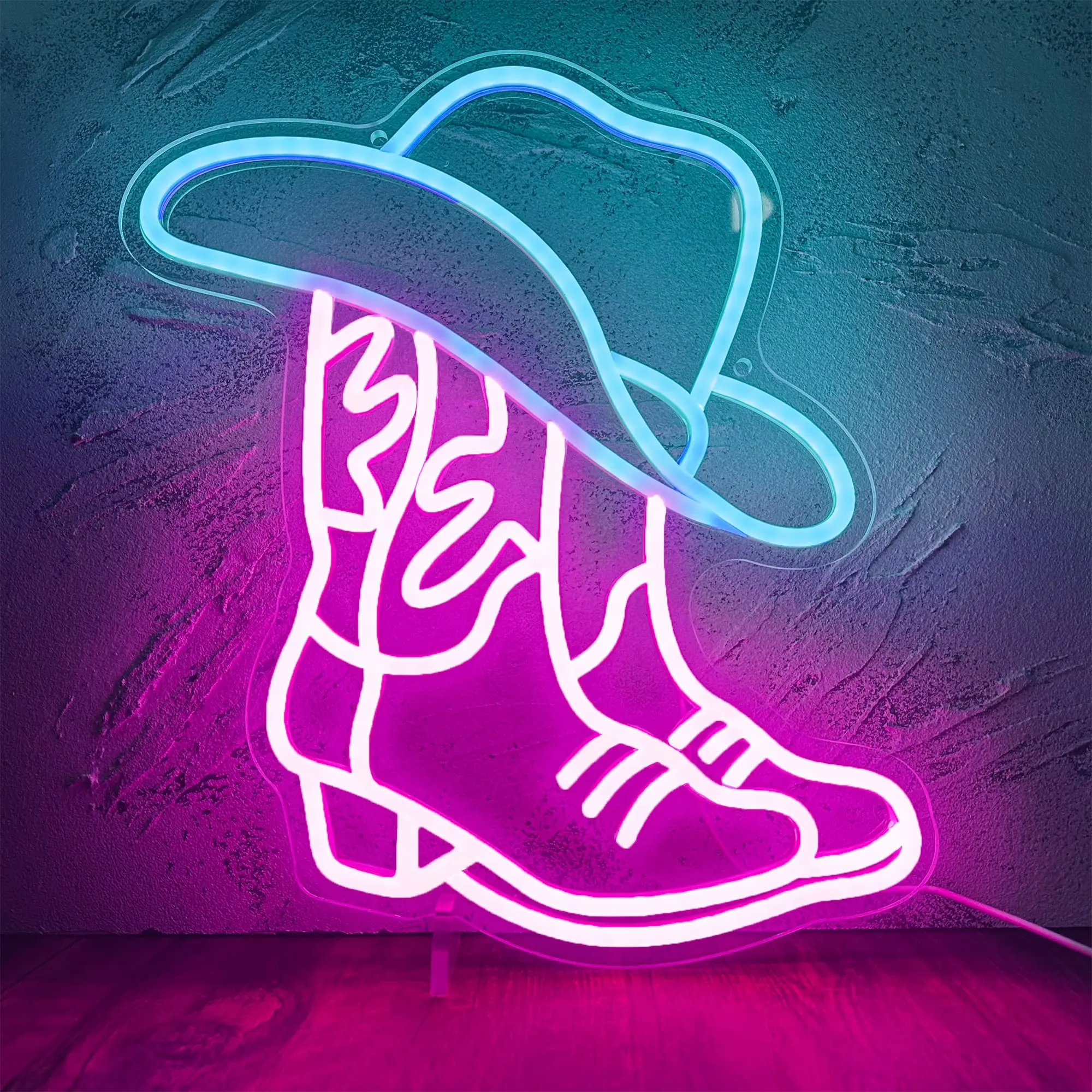 

Cowboy Boot&Hat Neon Sign for Wall Decor USB Led Neon Light Sign for Game Room Party Man Cave Bedroom Gift for Gamer Night Light