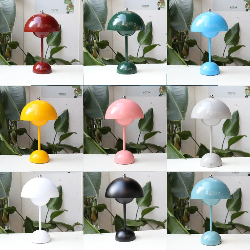 

RechargeableTable Lamp Desk Retro Bud Metal Iron Art USB Plug-in Cute Cartoon Mushroom Study Lamp Decoration light With battery