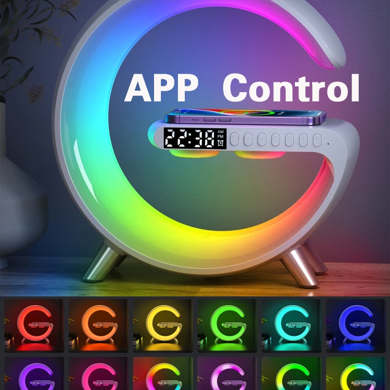 

15W Intelligent Atmosphere Light Bluetooth Speaker Wireless Charger Bedside Light Sunrise Wake-up Light Pickup Light Alarm Clock