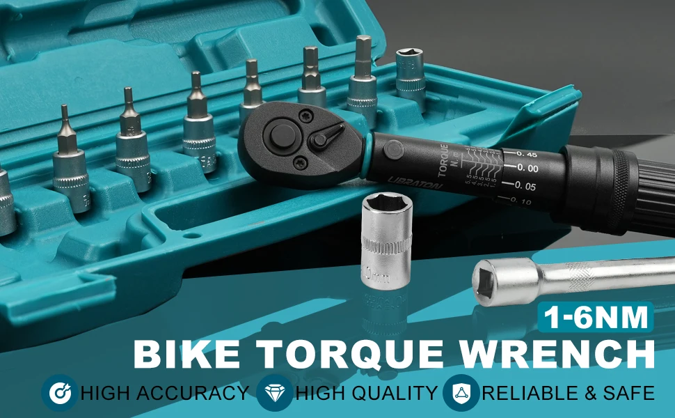 Description Picture 2 of itemLIBRATON Bike Torque Wrench 1/4'' 1-6Nm, 0.05 Nm Micro, Drive Click Torque Wrench Set, Hex, Torx/Star Bit Sockets, Extension Bar