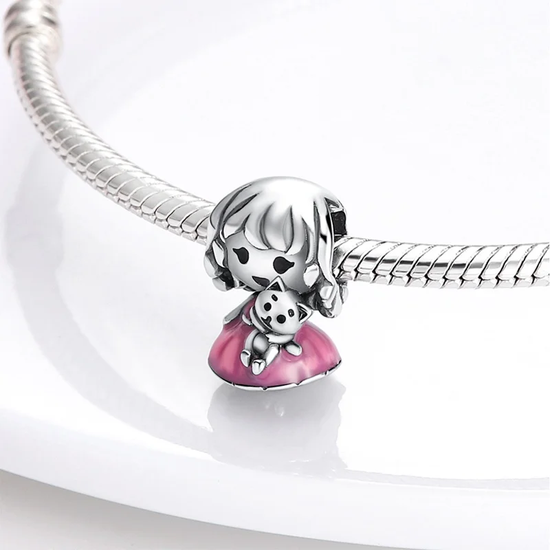 Charm-Perlen aus 925er-Sterlingsilber, Prinzessin-Engel, rosa Serie, Geburtstags-Charm-Perlen, passend für Pan-Original-Armbänder, exquisiter DIY-Schmuck – Detail 16
