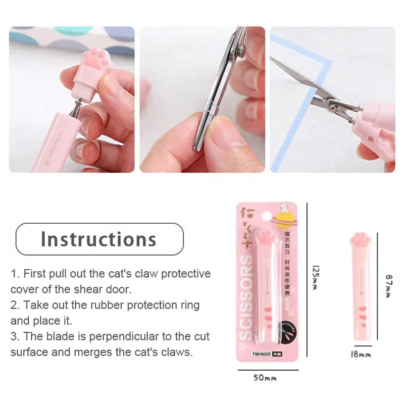 1Pcs Cute Multifunctional Hand Scissors Folding Design Mini Portable Kawaii Cat Paw Art Scissors School Stationery Novelty