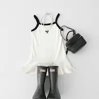 Robe d'été dos nu pour filles, robe gilet sans manches à volants pour tout-petits, robe d'été en coton respirant, vêtements pour bébés filles 2