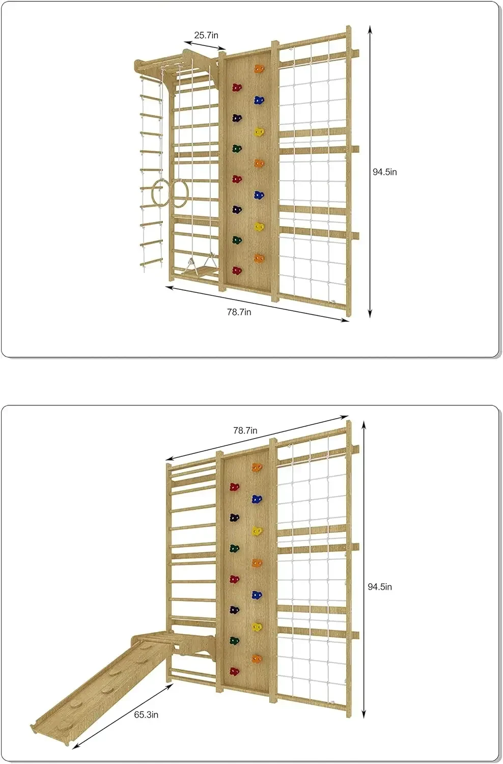9-in-1 Ladder Wall Gym Set Trapeze Rock Wall Climber Montessori Climbing Equipment With Slide Pullup Bar Ladder And Swing