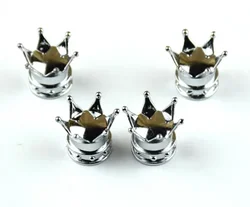4PCS Universal Crown Valve Caps - Dustproof & Waterproof Tire Rim Covers (Silver)