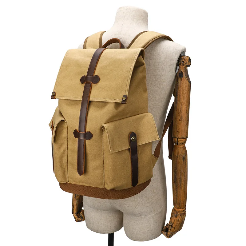 

Vintage Casual Canvas Bag Wear resistant backpack Outdoor travel bag Computer bag Urban simple student schoolbag