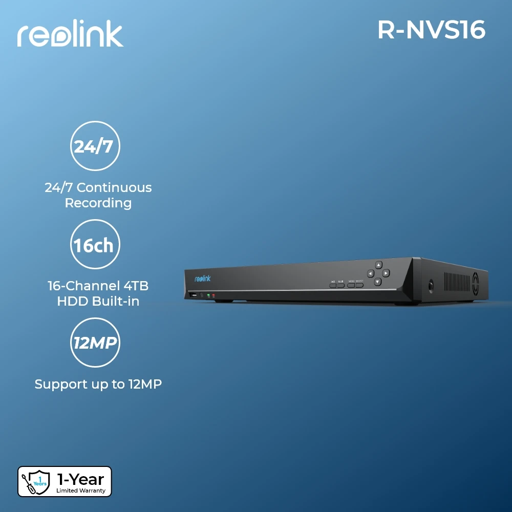 [Dvr 16Ch Ricondizionato] Videoregistratore Di Rete Nvr Poe 4K/12Mp Con Rilevamento Umano/Auto Hdd Da 3Tb Per Telecamere Ip Reolink R-Rln16-410