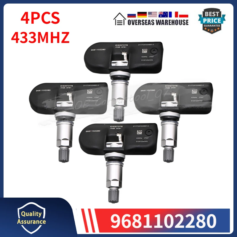 

4PCS/Lot Tire Pressure Monitor System Sensor 9681102280 For Citroen C4 C5 C6 C8 Peugeot 1007 207 307 407 508 607 807 TPMS 433MHZ