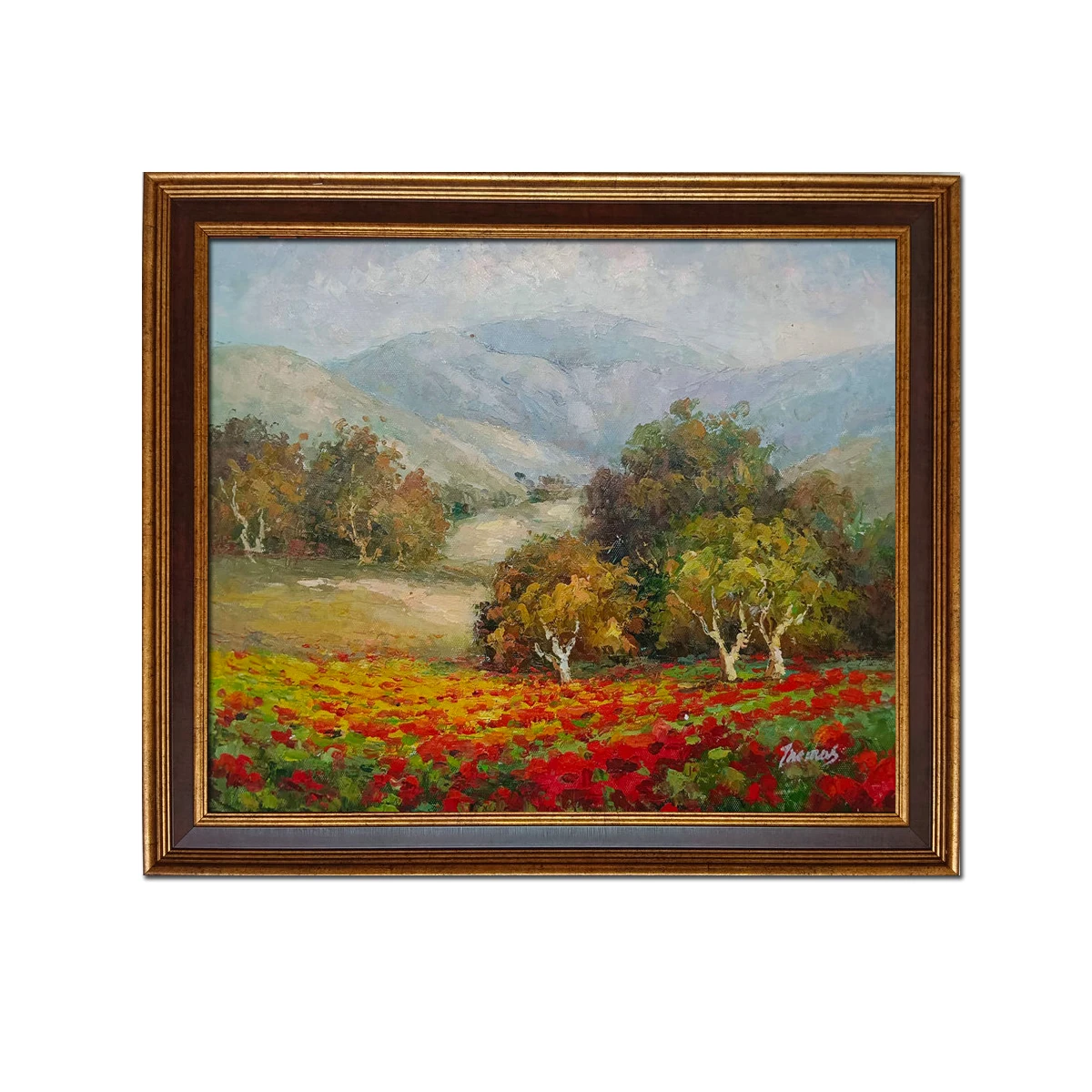 

Golden Framed-Hand Painted IMPRESSIONISM Landscape Oil Painting Reproduction on Canvas Wall Art Home Decor