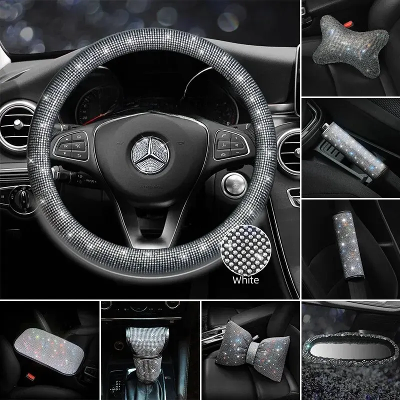 Diamond-embedded Car Interior Accessories Set