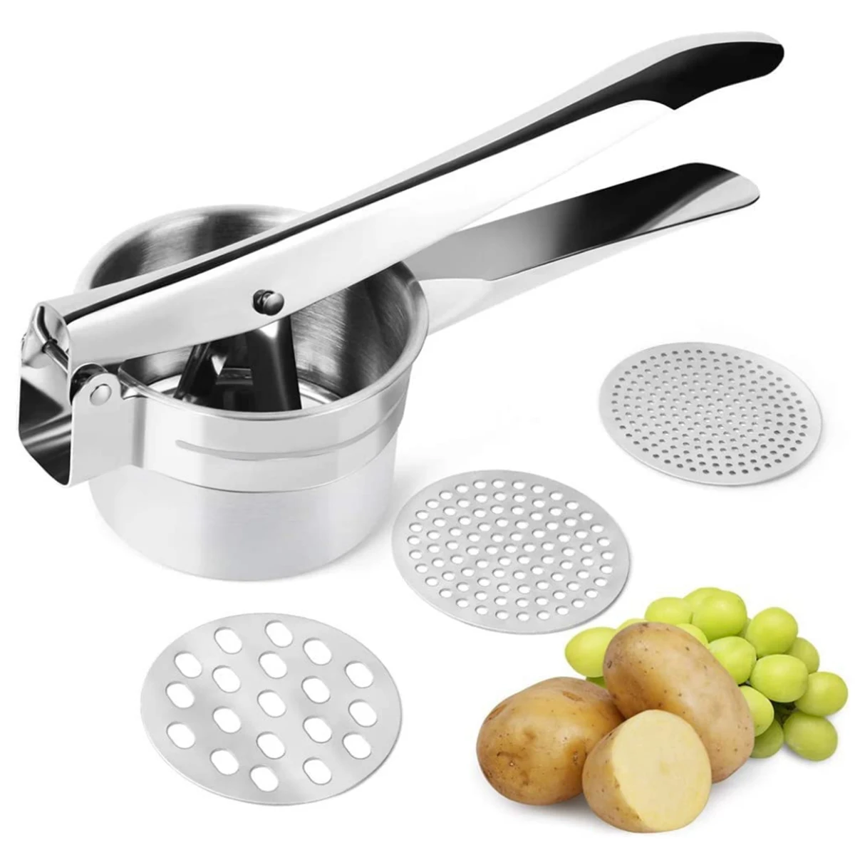 Potato Ricer 3 Interchangeable Discs Heavy Duty Potato Masher and Press and Mash Kitchen Gadget for Perfect Mashed Potatoes potato masher