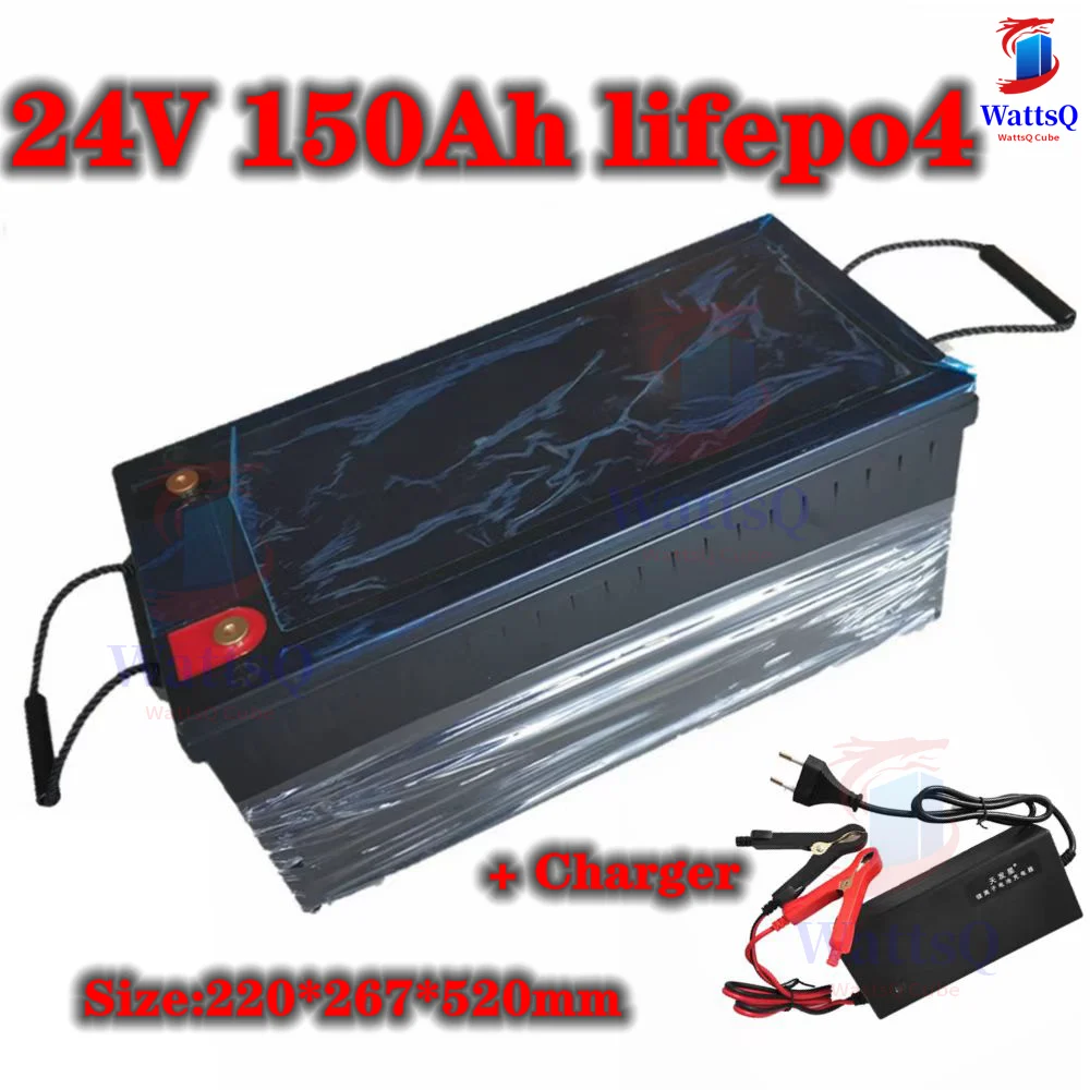 

Waterproof 24V 150AH lifepo4 lithium Battery BMS 8S for 2400w Solar system motorhomes backup power Inverter RV UPS +20A Charger