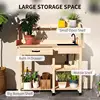 Outsunny Potting Bench Table, Outdoor Garden Table Wooden Work Station with Removable Sink, Faucet, Drawer, Shelves, Hooks, Natural Wood