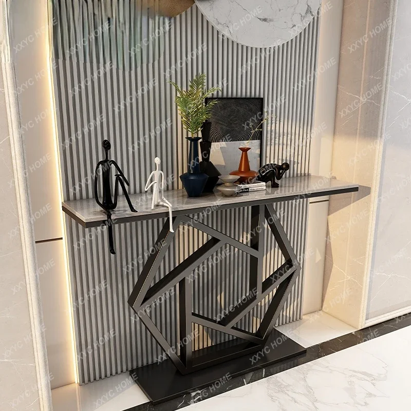 

Light Luxury Nordic Stone Plate Console Modern Minimalist a Long Narrow Table Storage Rack Home Cabinet