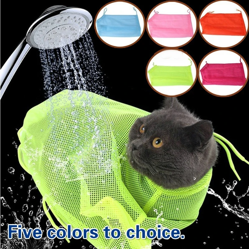 MeshCatGroomingBathBagCatsWashingBagsForPetBathingNail
