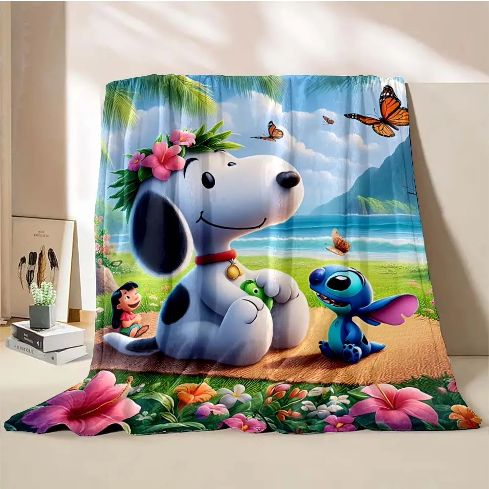 thumbnail image 1 of Manta de perro Snoopy americano, suave y esponjosa, con dibujos animados, tamaño king, de lujo, para niños y adultos, para sofá cama, regalo, 1 of 5