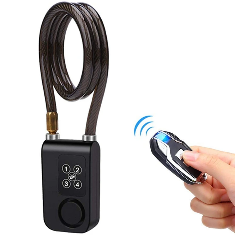 Cycling Security Lock Anti-Theft Vibration Alarm Lock Electric Motorcycle Code Chain Black
