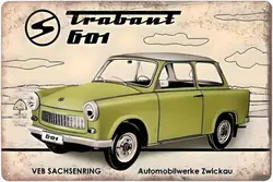 Vintage Aluminum Metal Sign - Classic Trabant Design - 20x14cm
