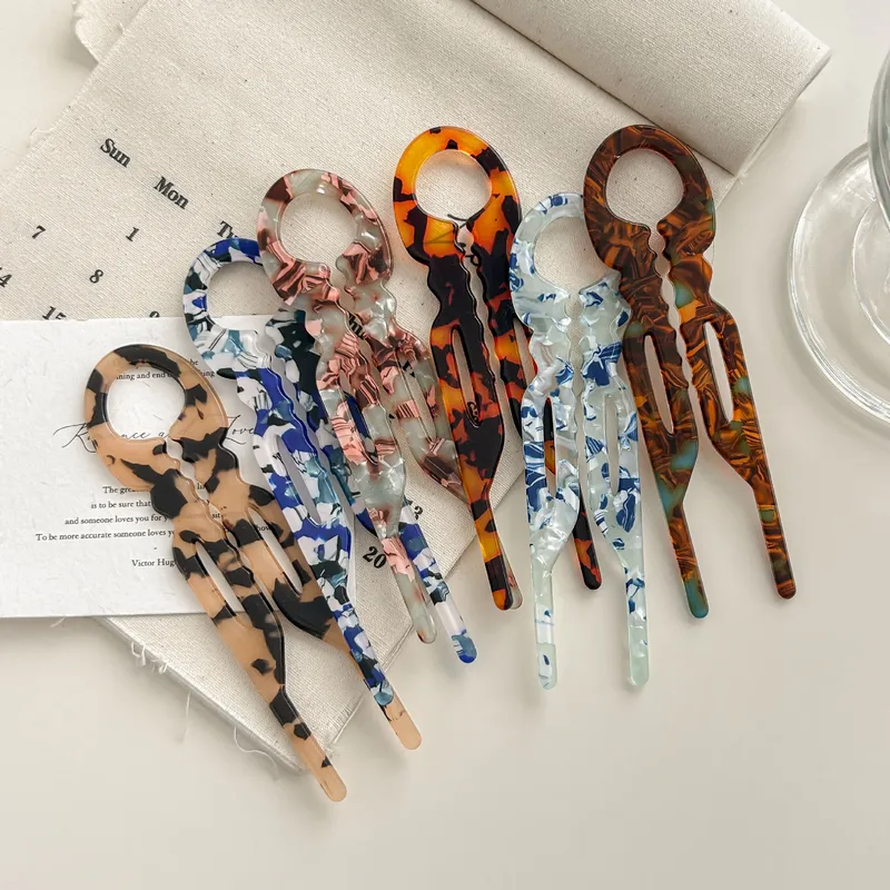 Fashion Bow Design Hair Bun U-Shaped Hair Sticks Acetate