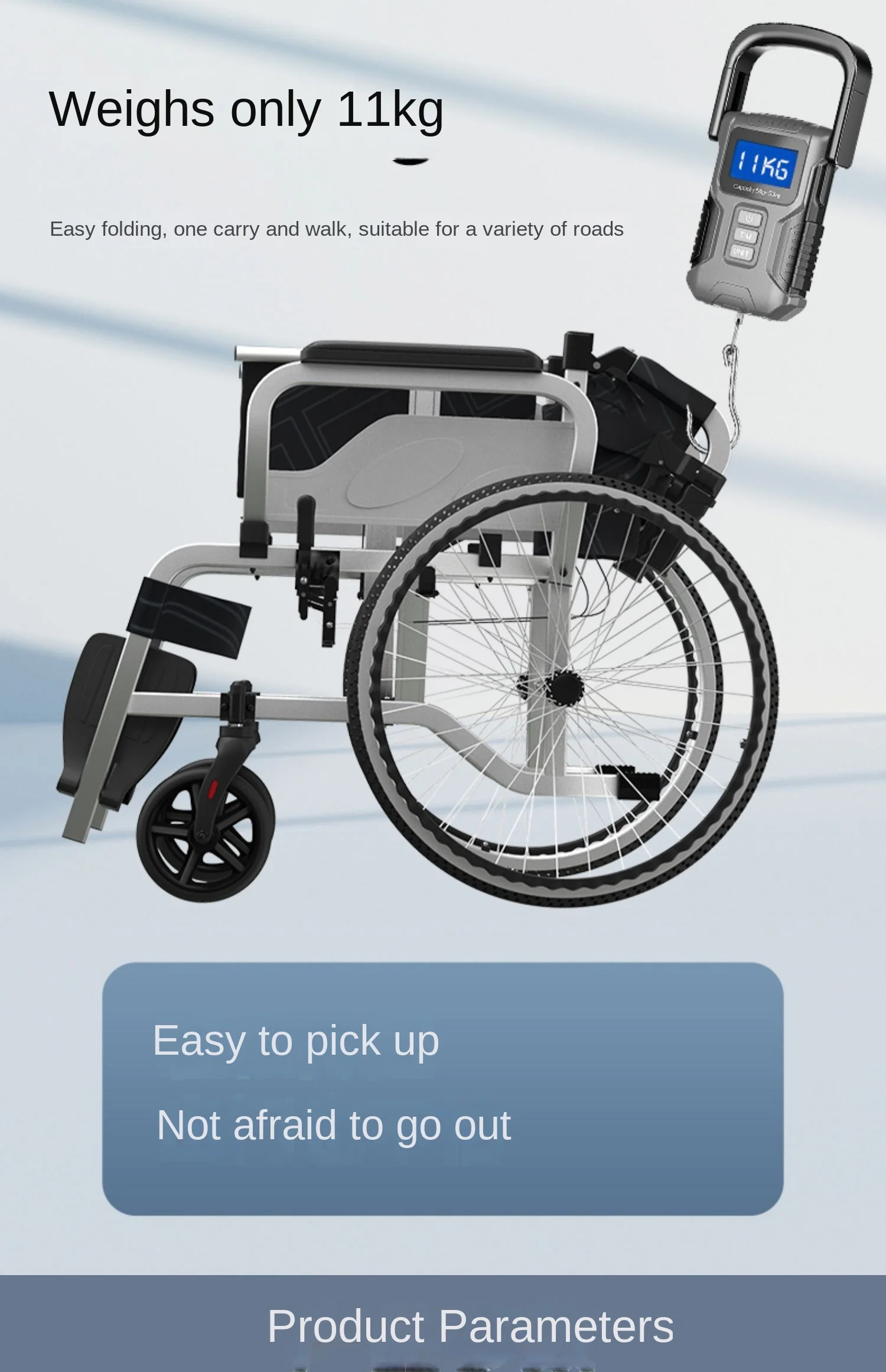 Folding light exwide armrest can lift Oxford cloth seat cushion large wheel wheelchair scooter the elderly