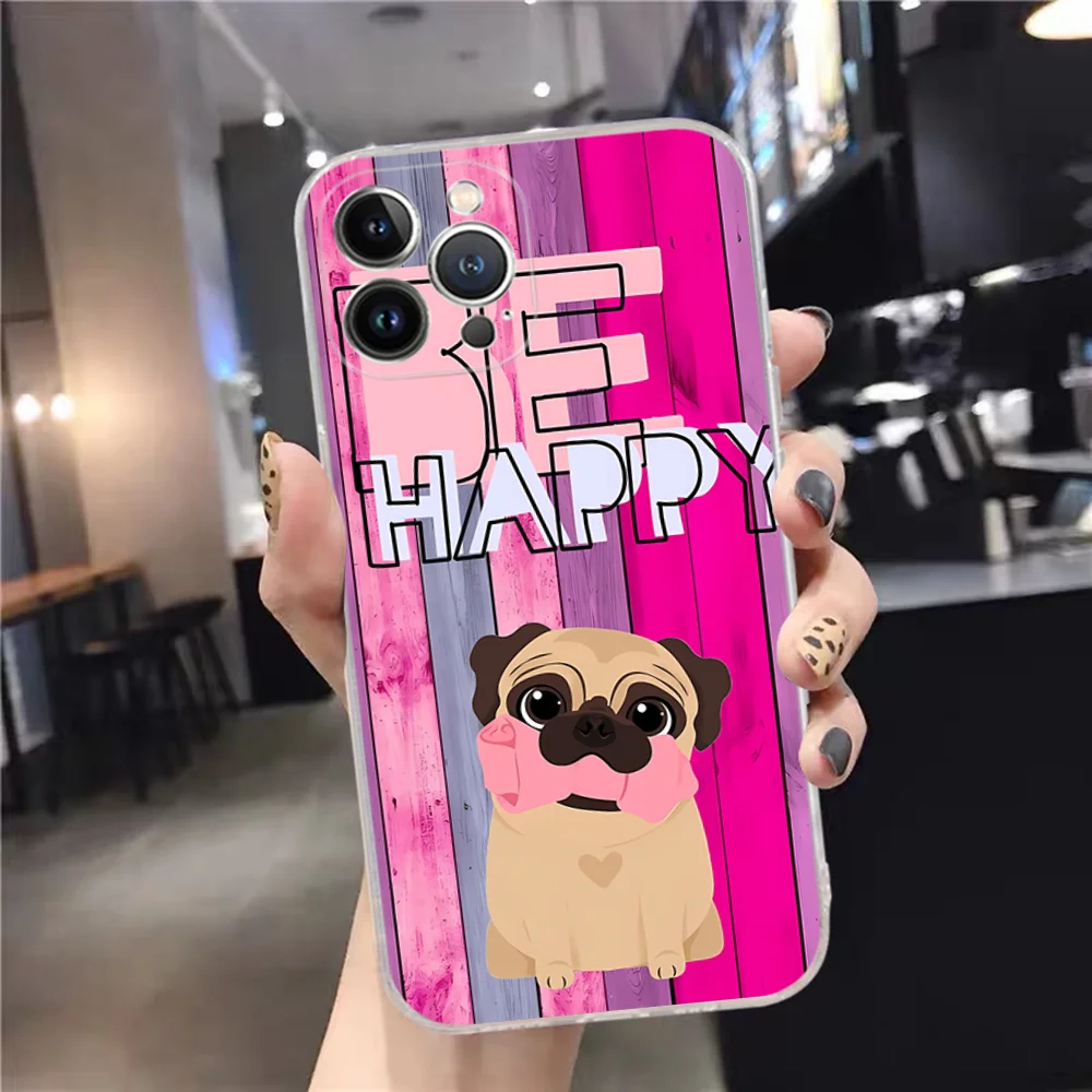 thumbnail image 1 of Funda de teléfono con diseño de perro Pug para iPhone, carcasa bonita para modelos 15, 14, 11, 12, 13 Mini Pro, XS Max, 6, 7, 8 Plus, X, XR, SE, 2020, 1 of 5