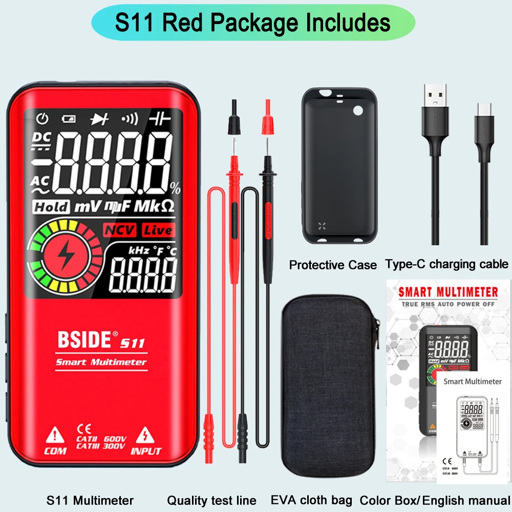 flow sensors BSIDE Digital Multimeter S11 S20 Profesional multimetro Smart DC AC Voltage Capacitor Ohm Diode NCV Hz EMF Tester Detector spectrum analyzers Measurement & Analysis Tools