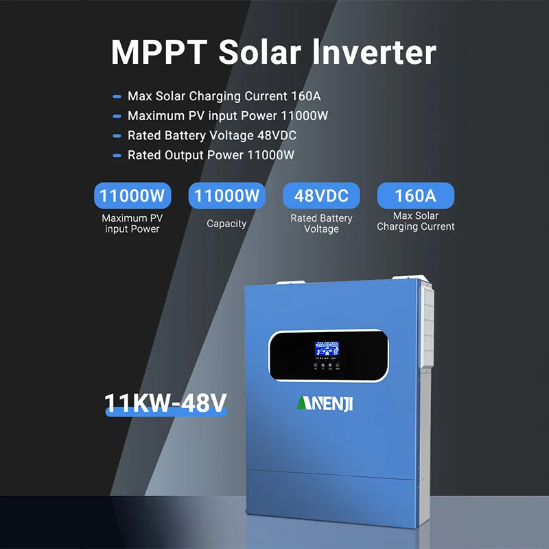 ANENJI 11KW 6.2KW 48V 태양광 인버터 220V 하이브리드 온/오프 그리드 타이 인버터 MPPT Wifi 태양광 인버터 (PV 태양광 패널용)