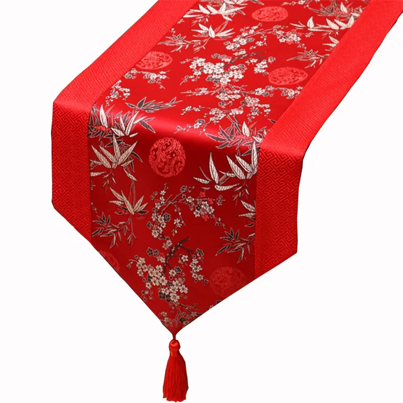 CHIC&TNK Rose Chinese Style Satins Runner Tablecloth Bed Tea Flag Decoration,016,33x150cm 